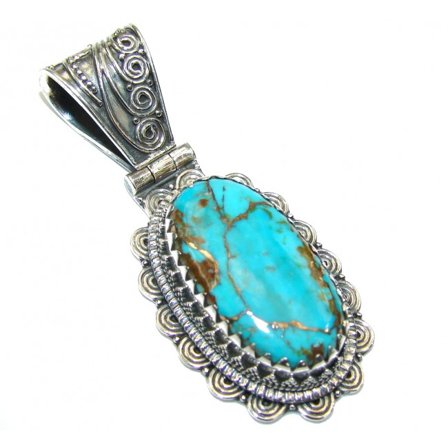 Bali Secret! Copper Blue Turquoise Sterling Silver Pendant