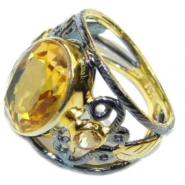 Sunrise Joy! AAA Citrine, Gold Plated, Rhodium Plated Sterling Silver Ring s. 8