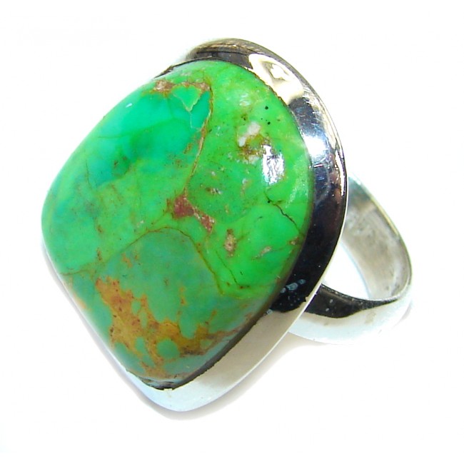 Simple Green Turquoise Sterling Silver Ring s. 7 1/4