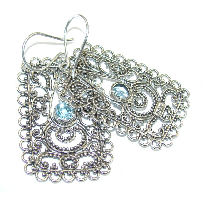 Bali Secret! Swiss Blue Topaz Sterling Silver earrings