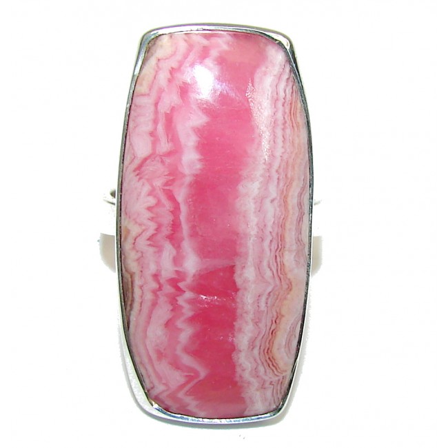 Natural Beauty! AAA Pink Rhodochrosite Sterling Silver ring s. 10