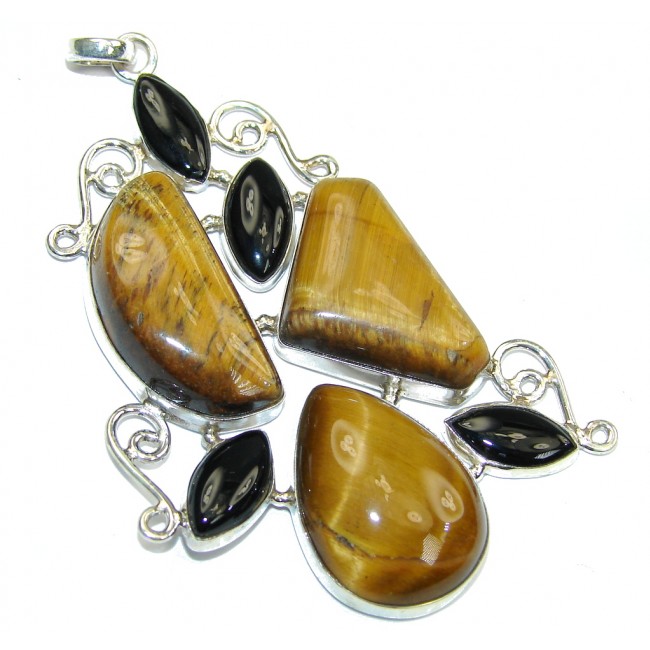 Just Perfect! Brown Tigers Eye Sterling Silver Pendant