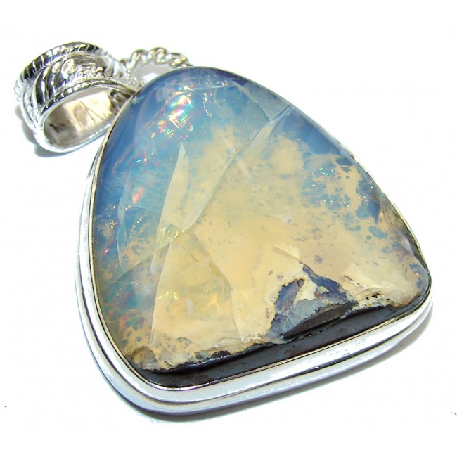 Natural AAA Australian Boulder Opal Sterling Silver Pendant