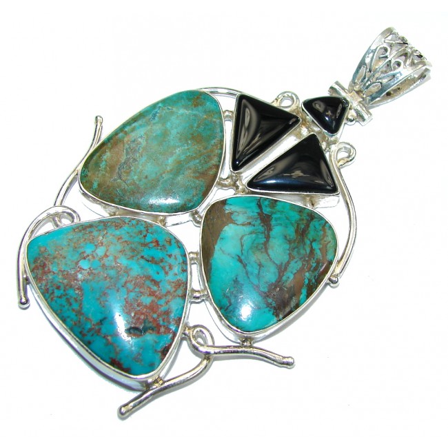 Large! Corrico Lake Turquoise Sterling Silver Pendant