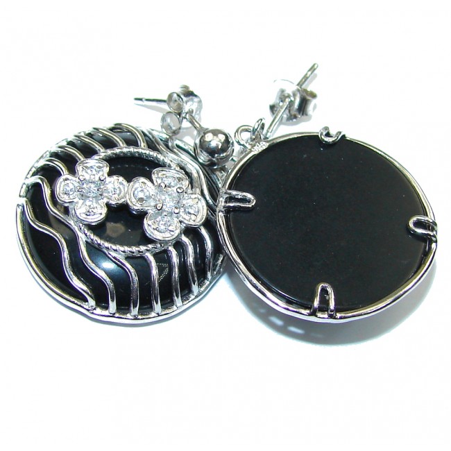 Perfect! Black Onyx & White Topaz Sterling Silver earrings