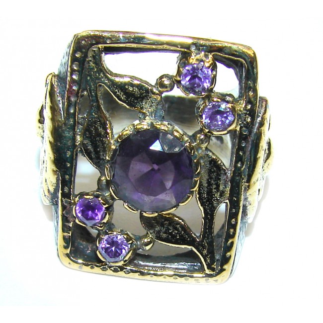 Victorian Style! Purple Amethyst Sterling Silver ring s. 8