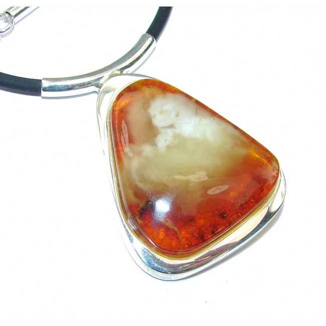 Natural AAA Baltic Polish Amber, Natural Leather necklace