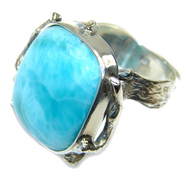 Fashion Style! AAA Blue Larimar Sterling Silver Ring s. 9
