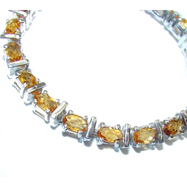Natural AAA Yellow Citrine Sterling Silver Bracelet