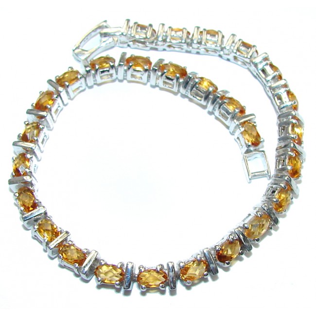 Natural AAA Yellow Citrine Sterling Silver Bracelet