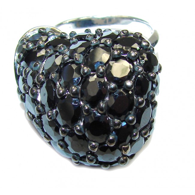 Amazing AAA Black Cubic Zirconia & White Topaz Sterling Silver Ring s. 8