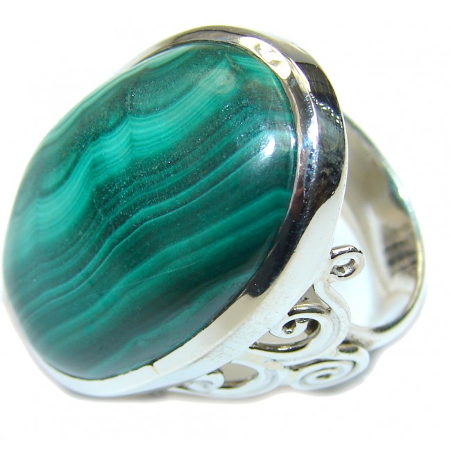 Tropical Glow! AAA Green Malachite Sterling Silver ring s. 7