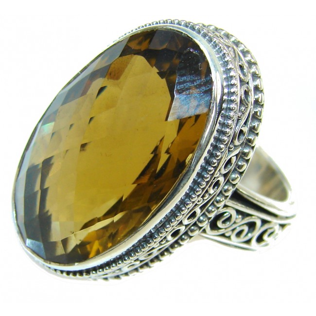 Big! Excellent Yellow Quartz Sterling Silver Ring s. 7