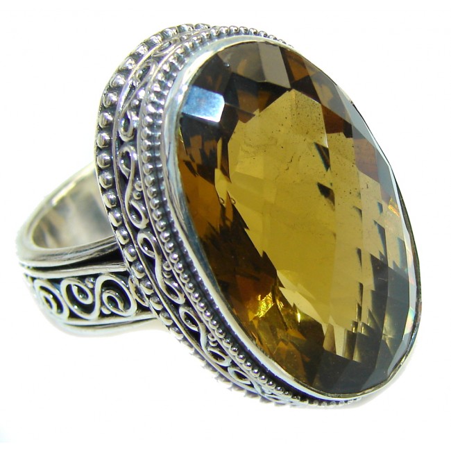 Big! Excellent Yellow Quartz Sterling Silver Ring s. 7