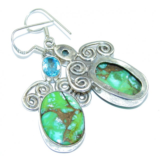 Excellent Copper Green Turquoise Sterling Silver earrings