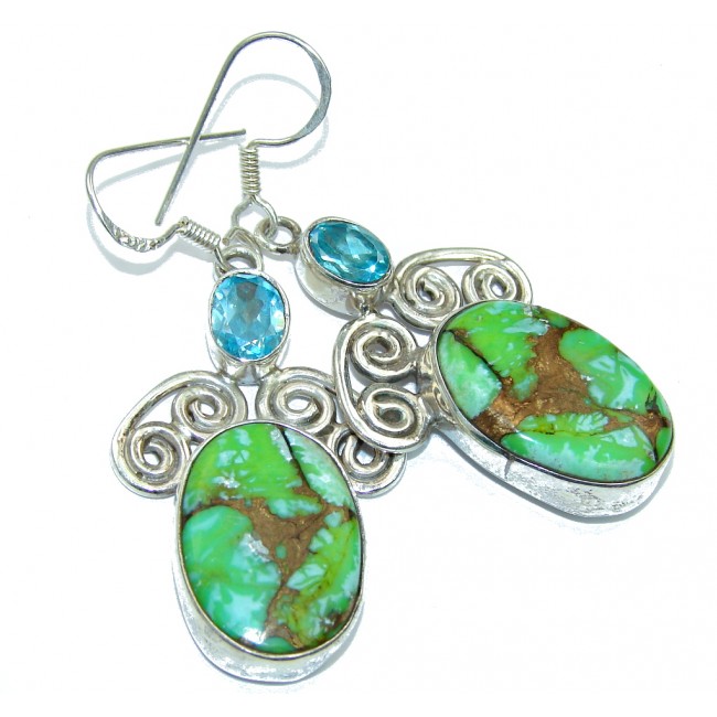 Excellent Copper Green Turquoise Sterling Silver earrings