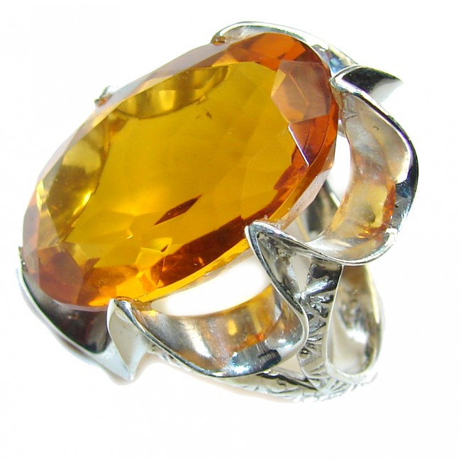 Amazing Created Golden Topaz Sterling Silver Ring s. 6 1/2