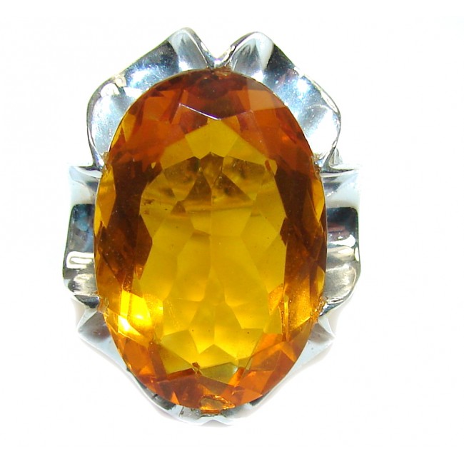 Amazing Created Golden Topaz Sterling Silver Ring s. 6 1/2