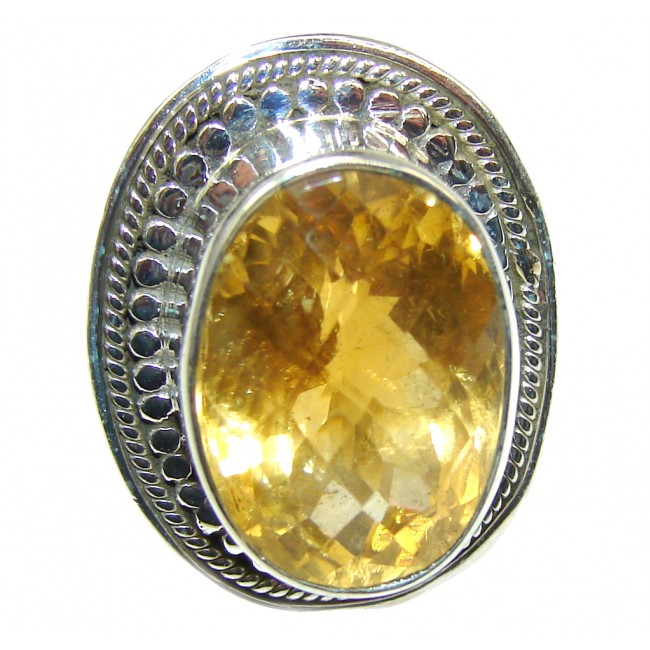 SunSet Beauty Natural Faceted Citrine Sterling Silver Ring s. 7 1/2