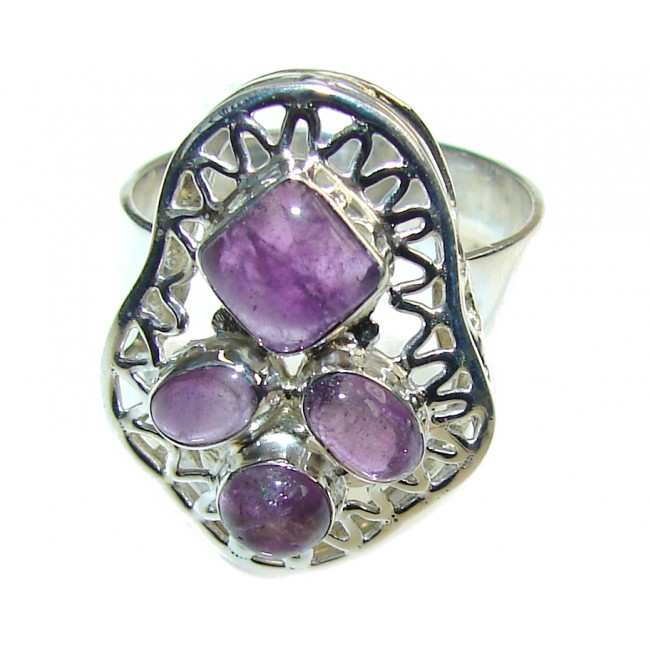 Precious Light Purple Amethyst Sterling Silver ring s. 9