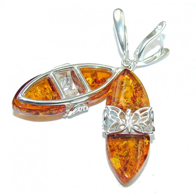 Natural Beauty! Baltic Polish Amber Sterling Silver Earrings
