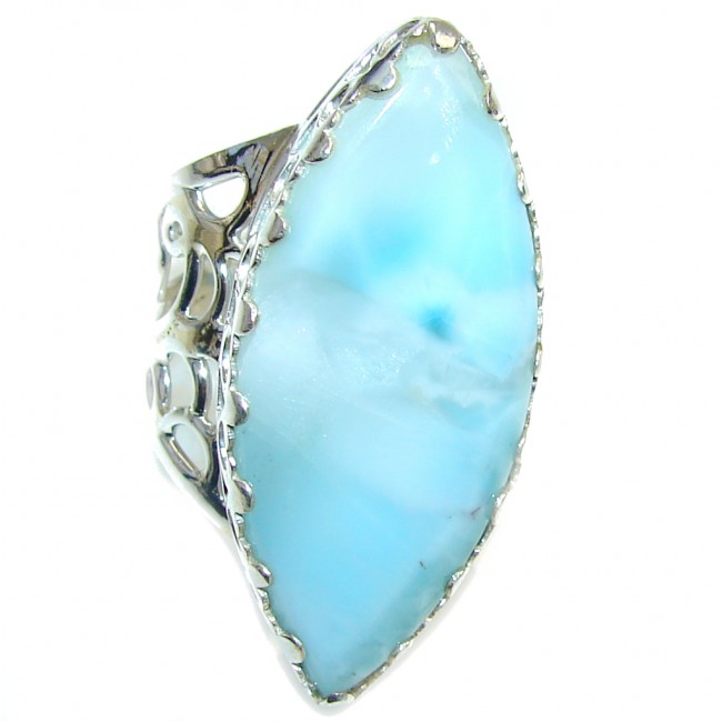 Natural AAA Blue Larimar Sterling Silver Ring s. 9