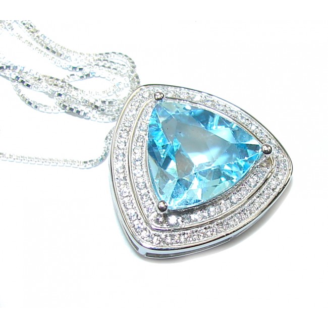 Genuine AAA Swiss Blue Topaz & White Topaz Sterling Silver necklace