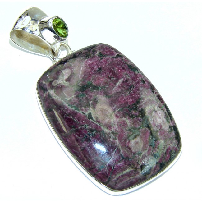 Perfect! Russian Eudialyte & Peridot Sterling Silver Pendant