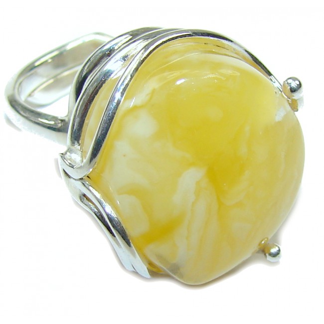 Natural Beauty AAA Butterscotch Amber Sterling Silver Ring s. 7- adjustable