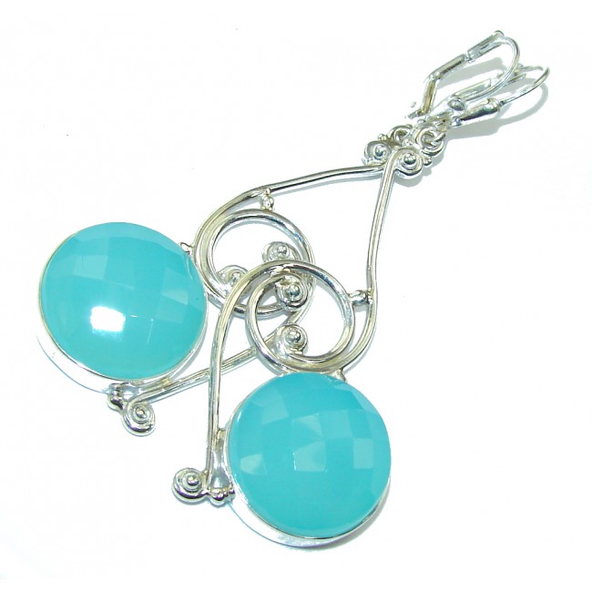 Created LIght Blue Aquamarine Sterling Silver Earrings