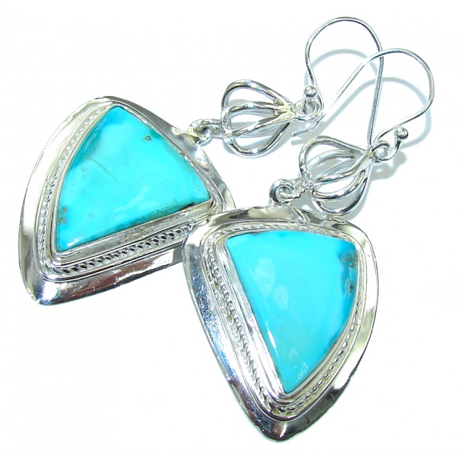 Mexico Water Light Blue Turquoise Sterling Silver earrings