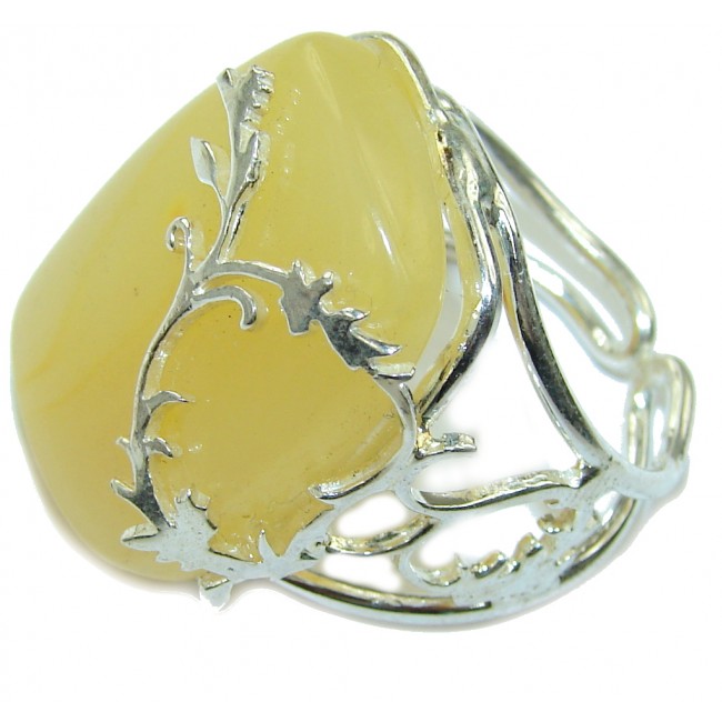 Natural Beauty AAA Butterscotch Amber Sterling Silver Ring s. 7- adjustable