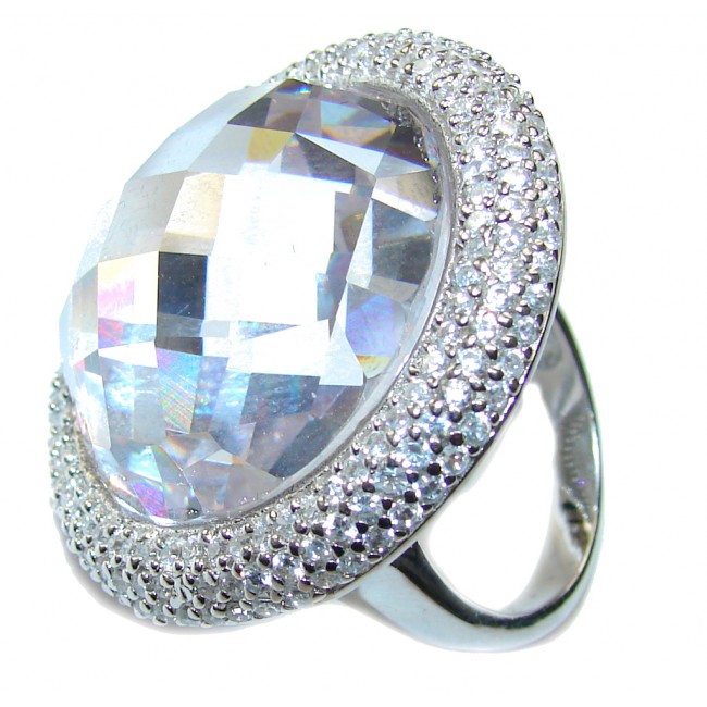 Perfect Moon White Cubic Zirconia Sterling Silver Ring s. 8