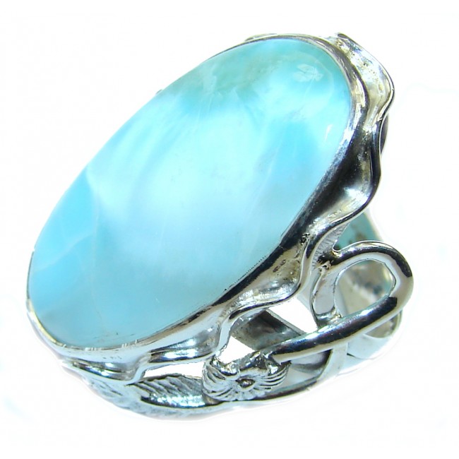 Big AAA Blue Larimar Sterling Silver Ring s. 8