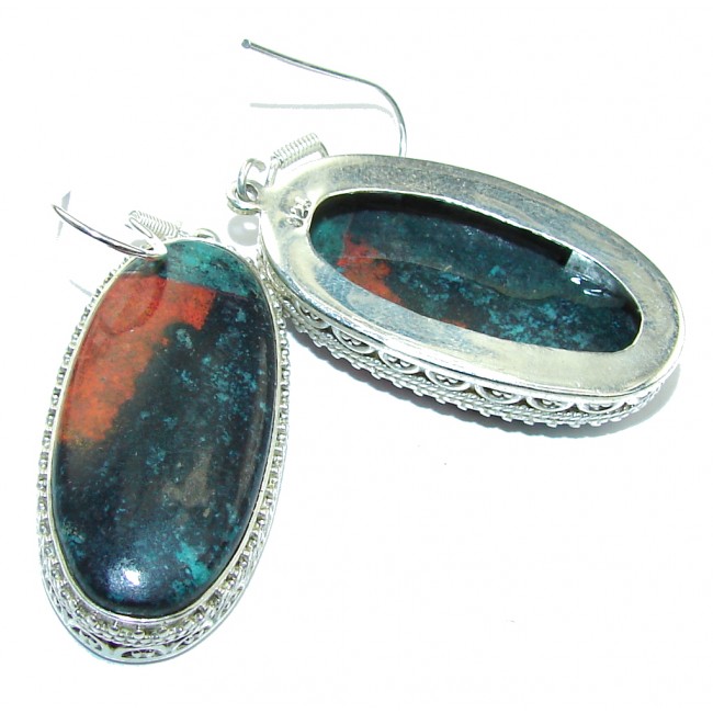 Big! Perfect Red Sonora Jasper Sterling Silver Earrings