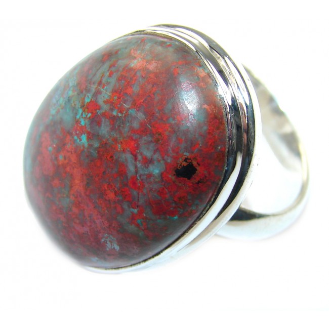 Simple Red Sonora Jasper Sterling Silver Ring s. 8
