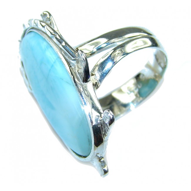 Precious Aqua! Blue Larimar Sterling Silver Ring s. 6 1/2