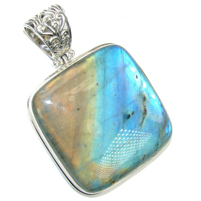 A Spell of Intuition AAA Blue Fire Labradorite Sterling Silver Pendant