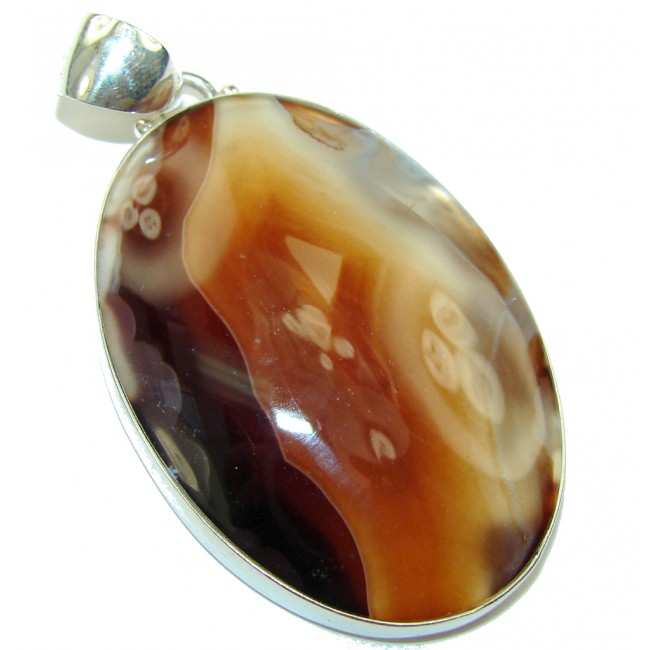 Hurricane Storm! Brown Agate Sterling Silver Pendant