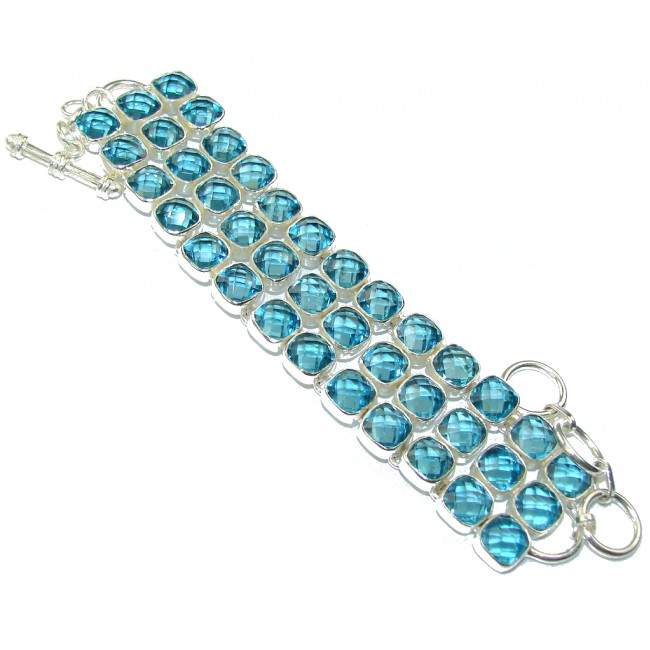 Ocean Beauty! Created Blue Topaz Sterling Silver Bracelet