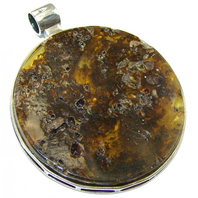 Chinese Village! Baltic Polish Amber Sterling Silver Pendant