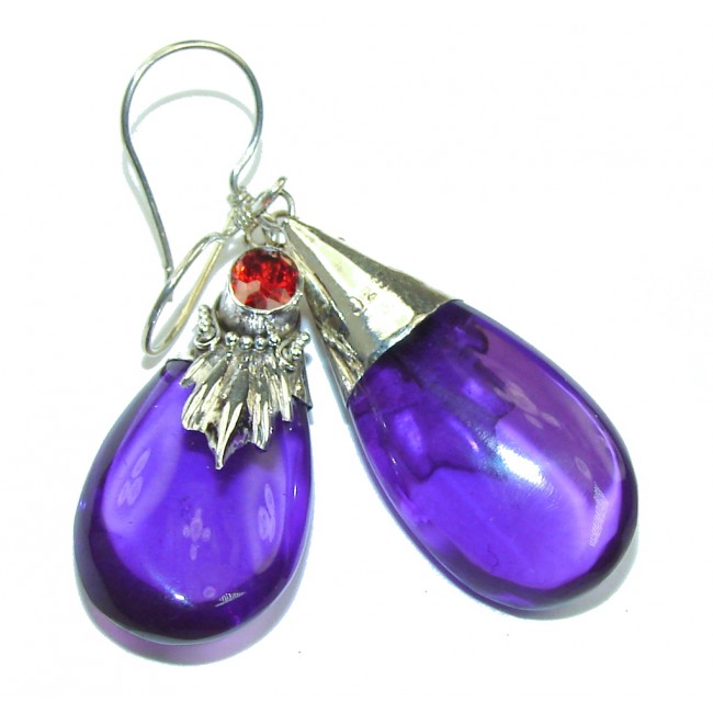 Amazing Created Alexandrite & Garnet Sterling Silver earrings