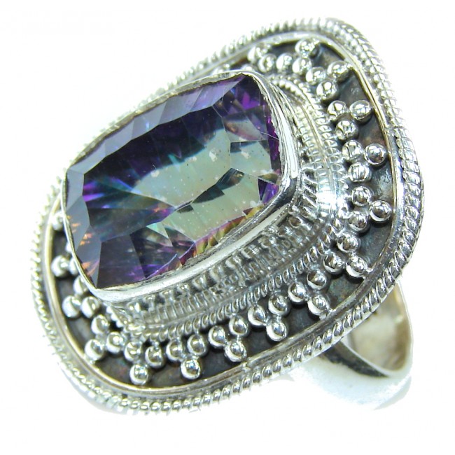 Exotic Style! Rainbow Magic Topaz Sterling Silver Ring s. 9 1/4
