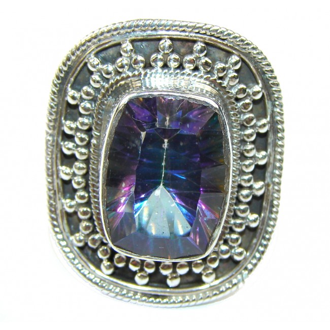Exotic Style! Rainbow Magic Topaz Sterling Silver Ring s. 9 1/4