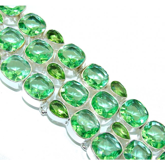 Fresh Island! Created Green Emerald Sterling Silver Bracelet