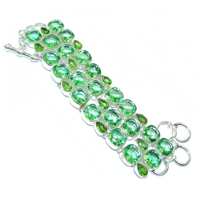 Fresh Island! Created Green Emerald Sterling Silver Bracelet