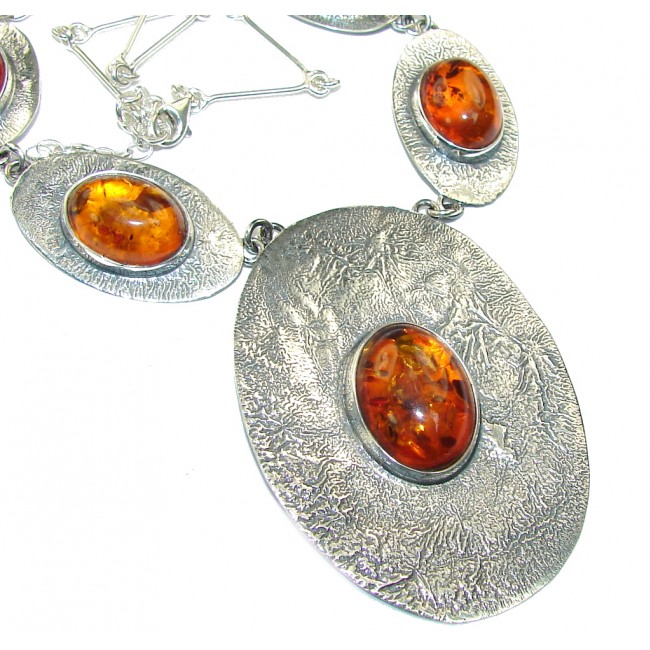 Chunky Back to Natura AAA Baltic Polish Amber Sterling Silver necklace