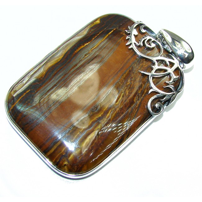 Just Perfect AAA Golden Tigers Eye Sterling Silver Pendant