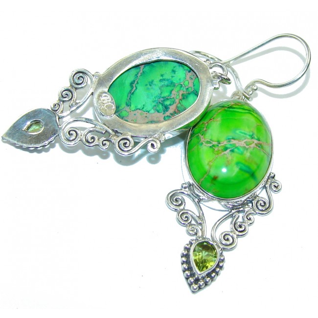 Amazing Green Sea Sediment Jasper Sterling Silver earrings
