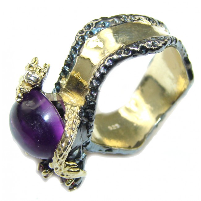 Lavender Garden Amethyst, Gold Plated, Rhodium Plated Sterling Silver Ring s. 7 1/4
